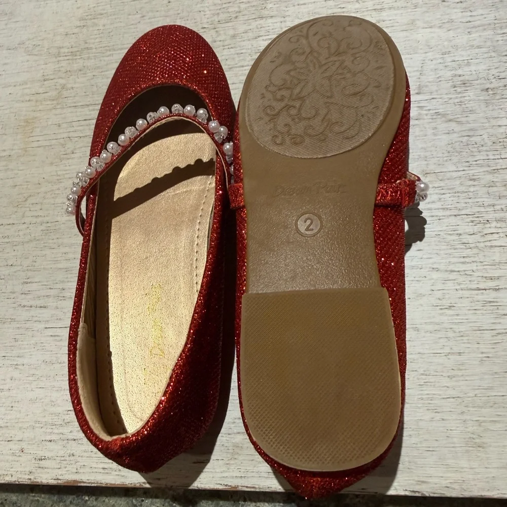 Dream Pairs Red Glitter Kids Shoes